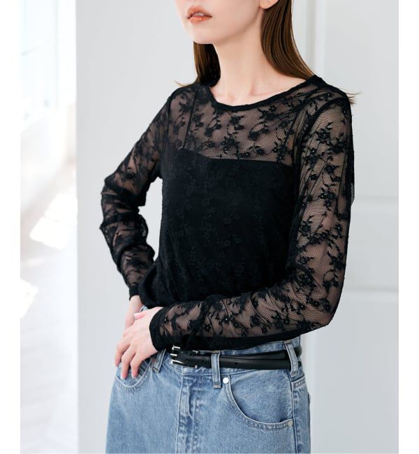 U by SPICK&SPAN「ストレッチレースクループルオーバー」|Tシャツ・カットソー|