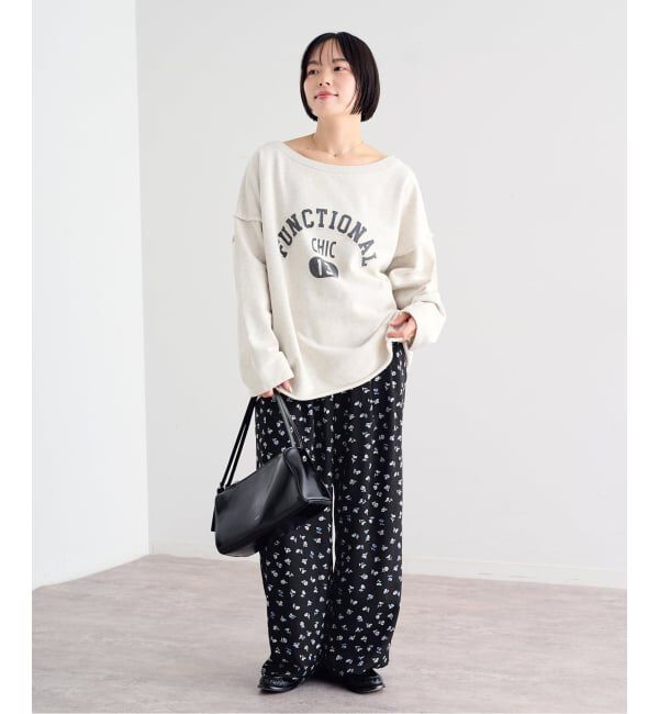U by SPICK&SPAN「《予約》フラワープリントイージーサテンパンツ」|スラックス|