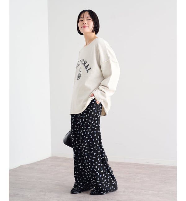 U by SPICK&SPAN「《予約》フラワープリントイージーサテンパンツ」|スラックス|