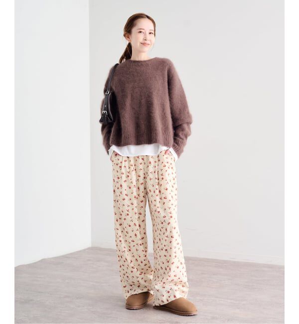 U by SPICK&SPAN「《予約》フラワープリントイージーサテンパンツ」|スラックス|