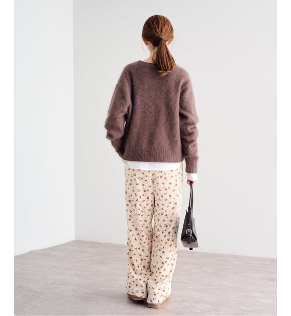 U by SPICK&SPAN「《予約》フラワープリントイージーサテンパンツ」|スラックス|