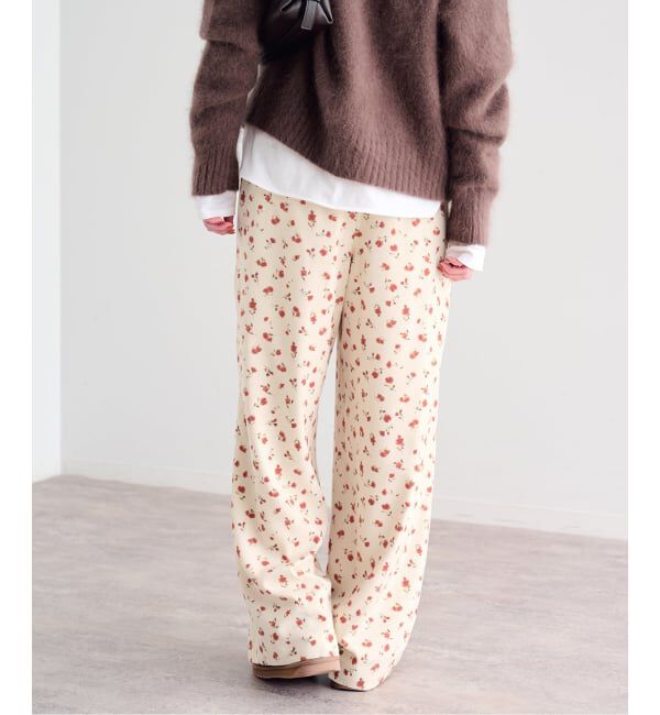 U by SPICK&SPAN「《予約》フラワープリントイージーサテンパンツ」|スラックス|