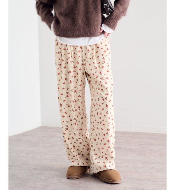 U by SPICK&SPAN「《予約》フラワープリントイージーサテンパンツ」|スラックス|