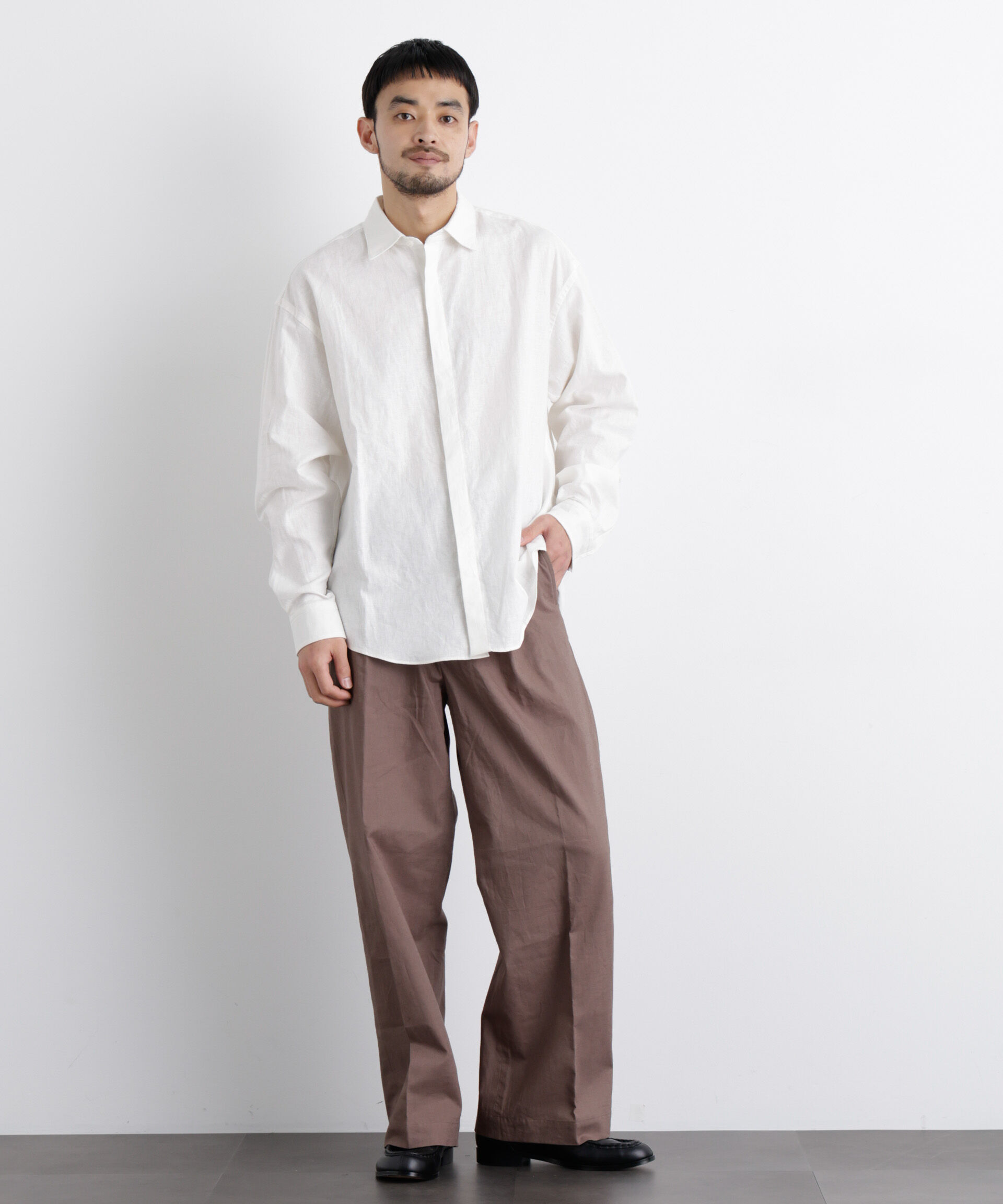 NANO universe「「FRENCH LINEN」リネンコットンレギュラーシャツ」|シャツ・ブラウス|