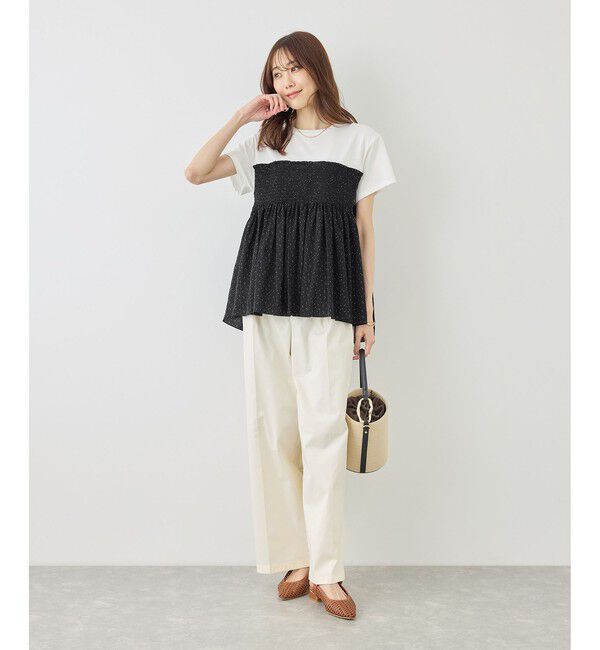 Rope&rsquo;Picnic「【ベストヒット】シャーリングドッキングハーフスリーブカットソー」|Tシャツ・カットソー|