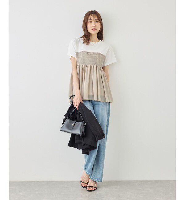 Rope&rsquo;Picnic「【ベストヒット】シャーリングドッキングハーフスリーブカットソー」|Tシャツ・カットソー|