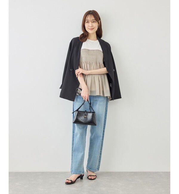 Rope&rsquo;Picnic「【ベストヒット】シャーリングドッキングハーフスリーブカットソー」|Tシャツ・カットソー|
