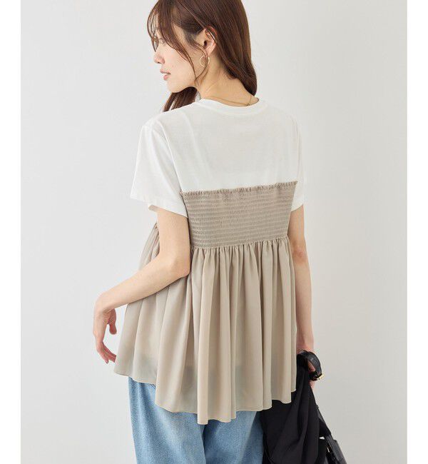 Rope&rsquo;Picnic「【ベストヒット】シャーリングドッキングハーフスリーブカットソー」|Tシャツ・カットソー|