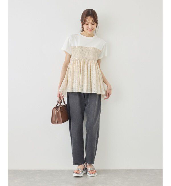 Rope&rsquo;Picnic「【ベストヒット】シャーリングドッキングハーフスリーブカットソー」|Tシャツ・カットソー|