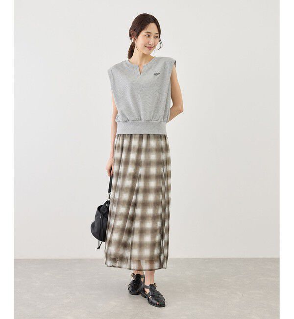 Rope&rsquo;Picnic「キーネックラメ入りミニ裏毛トップス/汗染み防止・セットアップ対応」|Tシャツ・カットソー|