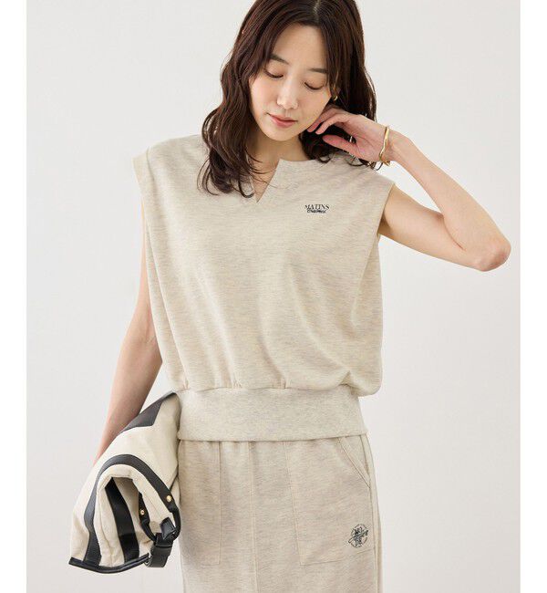 Rope&rsquo;Picnic「キーネックラメ入りミニ裏毛トップス/汗染み防止・セットアップ対応」|Tシャツ・カットソー|