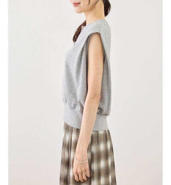 Rope&rsquo;Picnic「キーネックラメ入りミニ裏毛トップス/汗染み防止・セットアップ対応」|Tシャツ・カットソー|