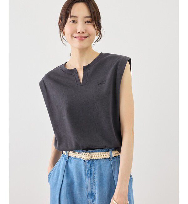 Rope&rsquo;Picnic「キーネックラメ入りミニ裏毛トップス/汗染み防止・セットアップ対応」|Tシャツ・カットソー|