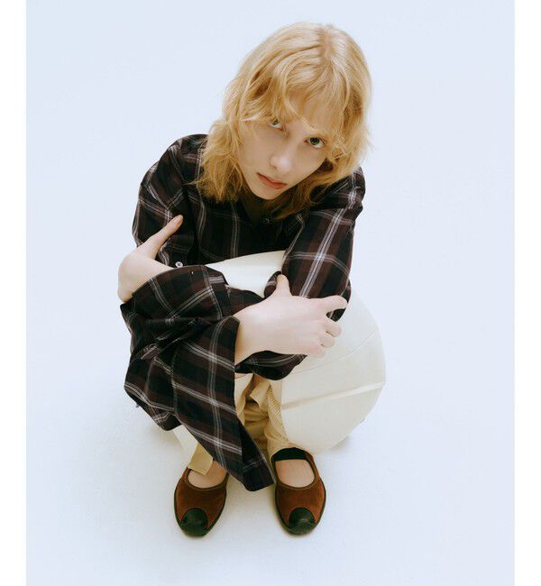 ADAM ET ROPE'「【サステナブル】チェック&ソリッド スリットシャツ」|シャツ・ブラウス|