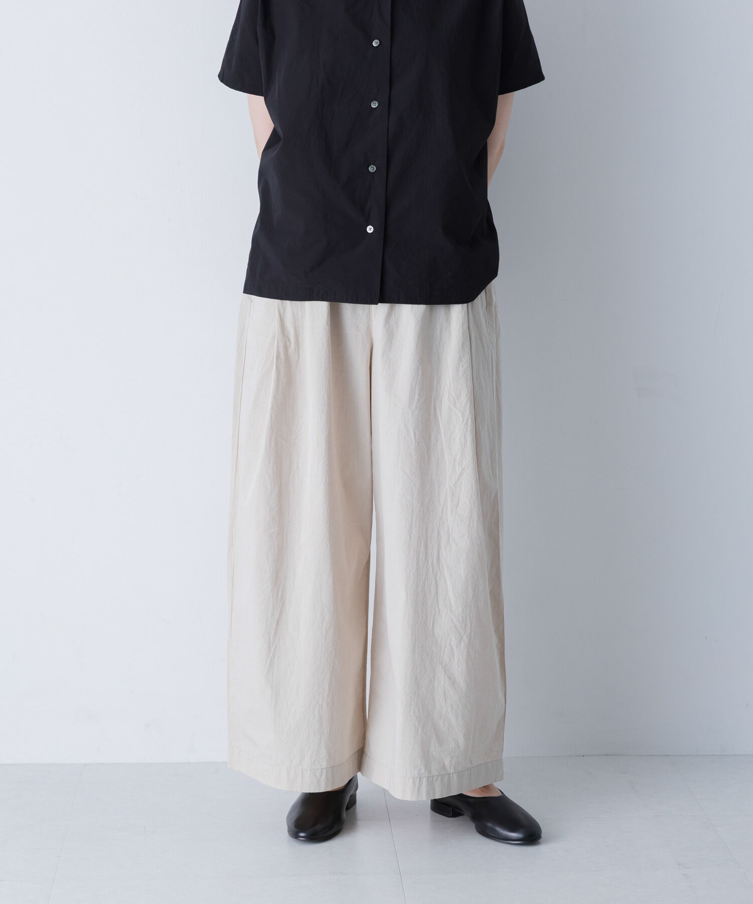 かぐれ「コットンサイドタックワイドパンツ」|その他|ライトベージュ