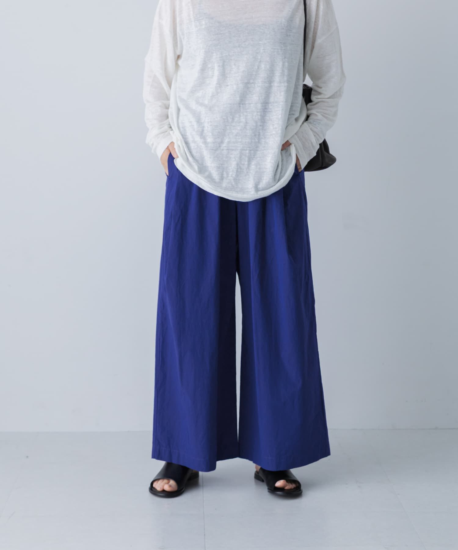 かぐれ「コットンサイドタックワイドパンツ」|その他|ロイヤルブルー