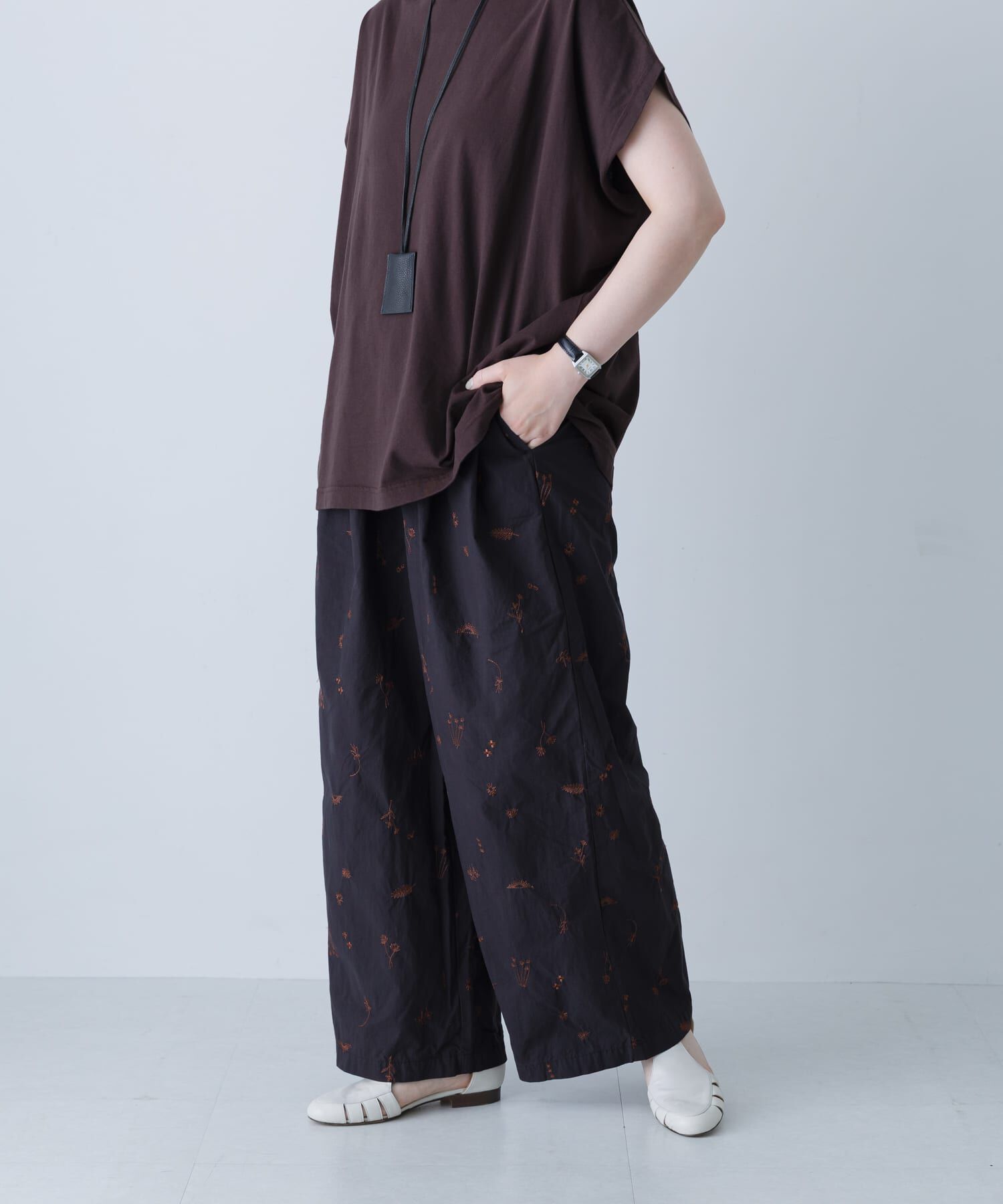 かぐれ「ドローイング刺繍パンツ」|その他|