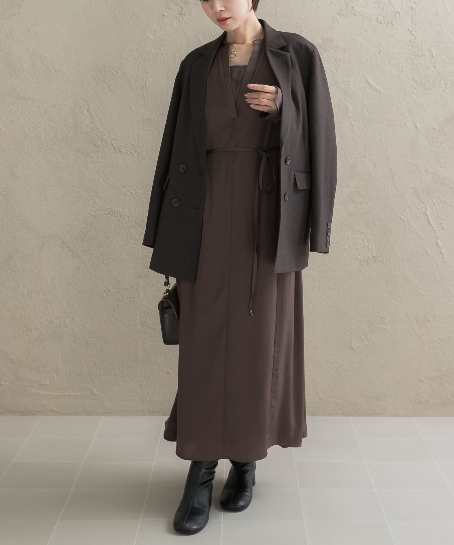 URBAN RESEARCH ROSSO「ヴィンテージサテンテントワンピース」|ワンピース|ブラウン