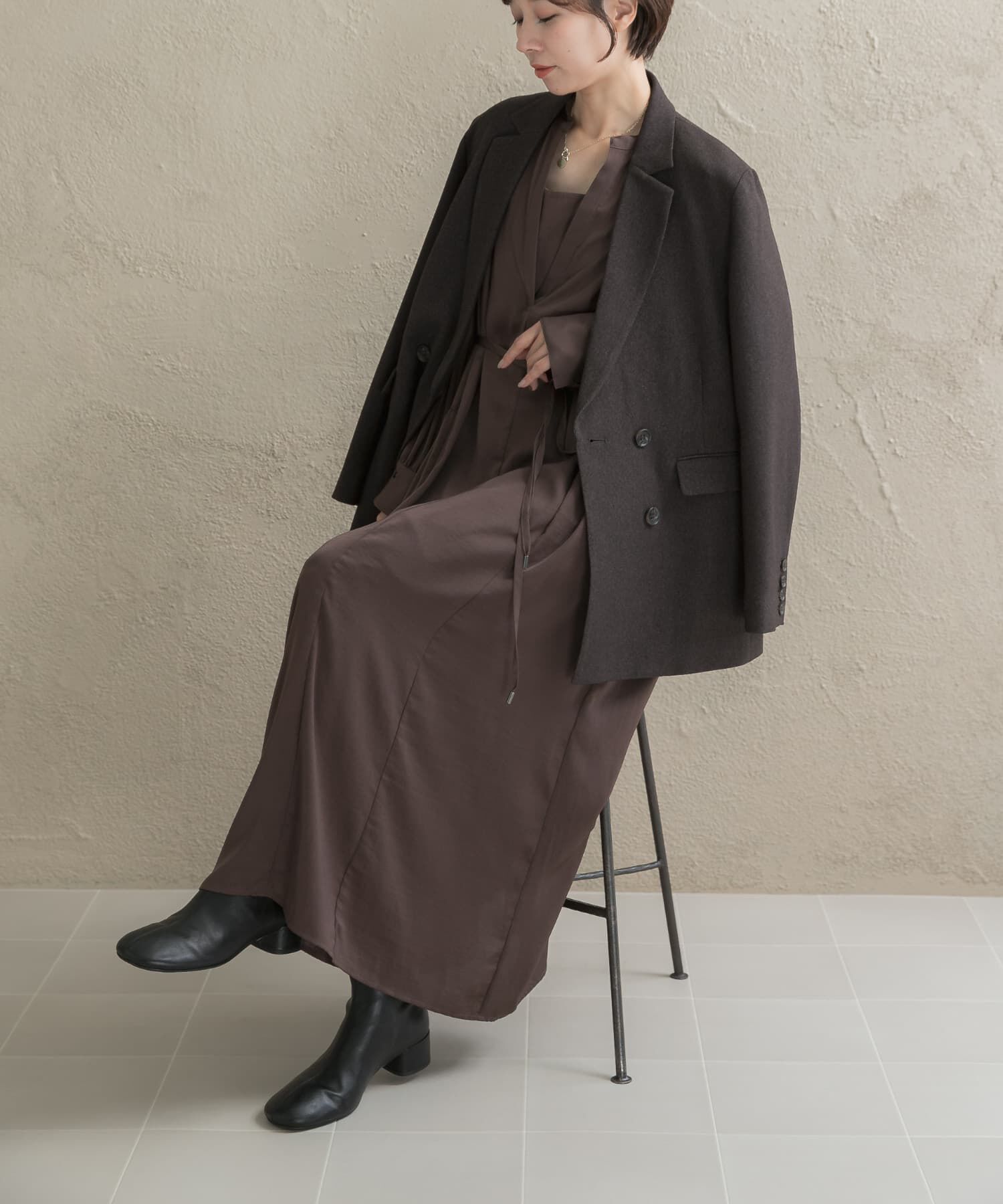 URBAN RESEARCH ROSSO「ヴィンテージサテンテントワンピース」|ワンピース|