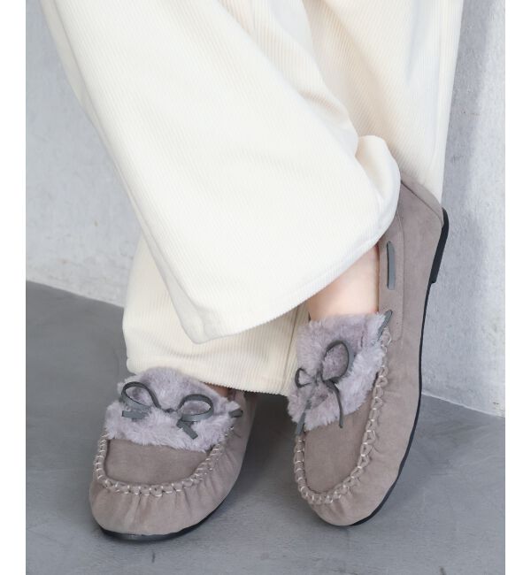  「《WEB限定》ファーデザインモカシンシューズ」|モカシン|