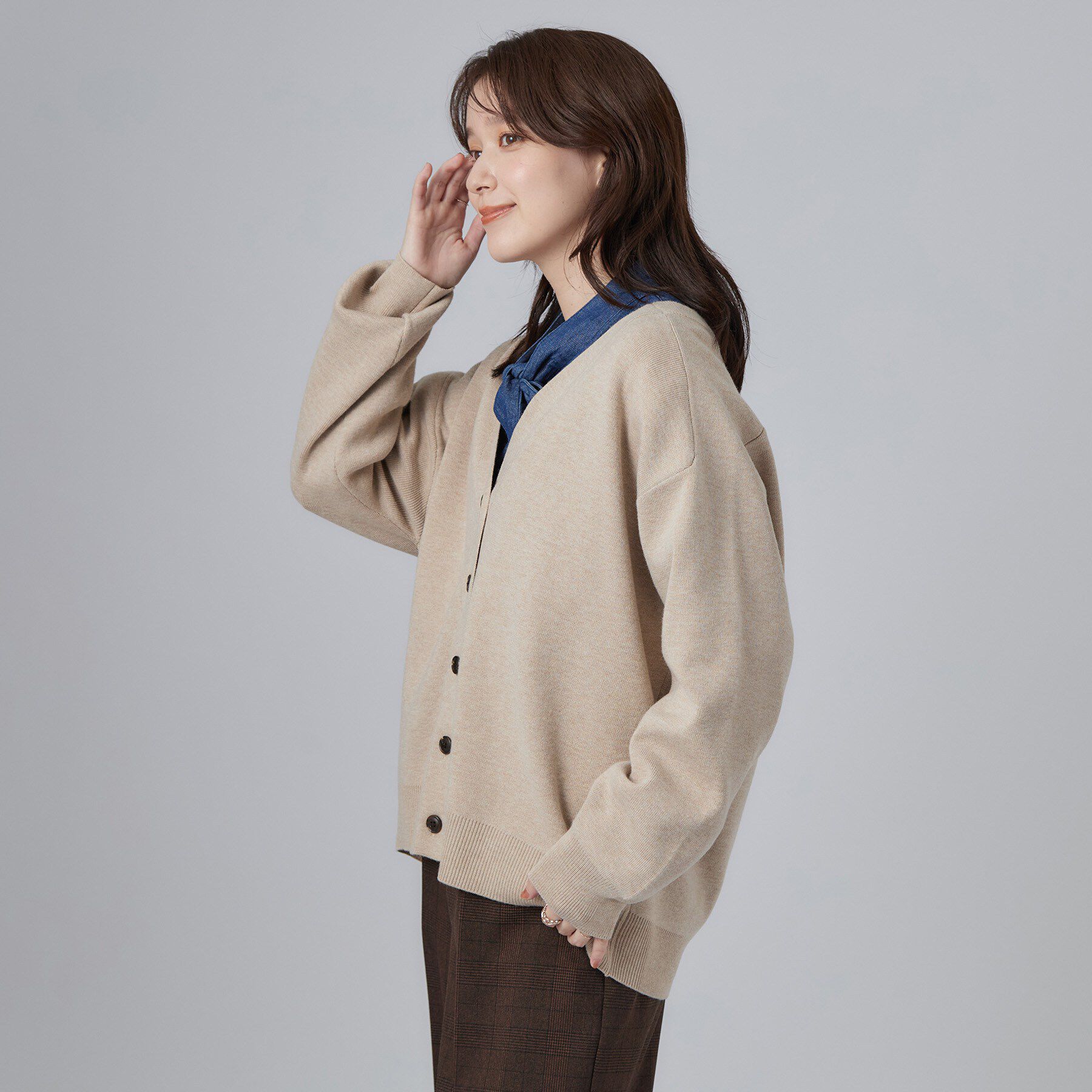 SHOO･LA･RUE「【毛玉レス/S-LL/洗濯機可/体型カバー】Vネックゆったりカーディガン」|カーディガン|