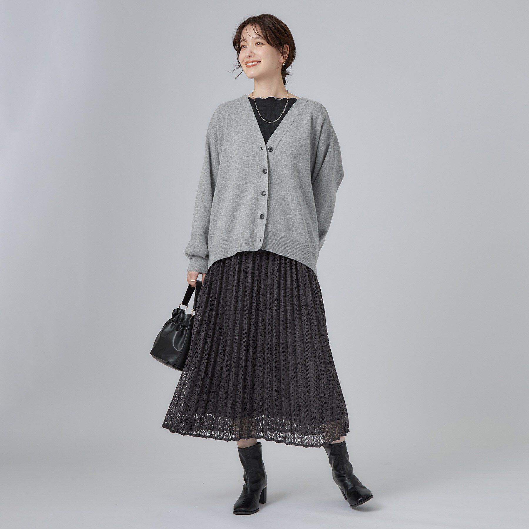 SHOO･LA･RUE「【毛玉レス/S-LL/洗濯機可/体型カバー】Vネックゆったりカーディガン」|カーディガン|