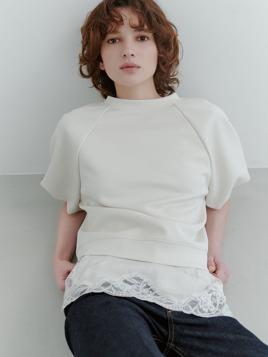 Mila Owen「シルキータッチレースレイヤードトップス」|Tシャツ・カットソー|IVR