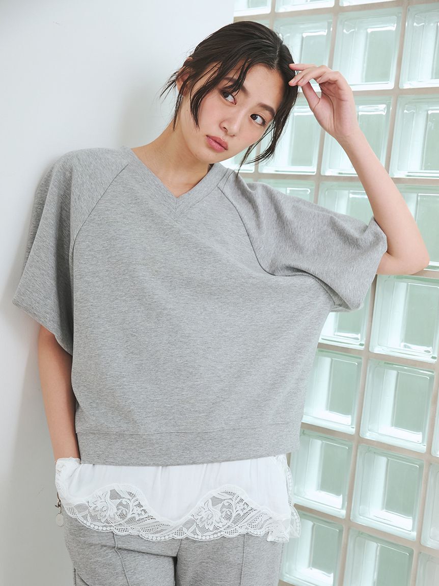 Mila Owen「シルキータッチレースレイヤードトップス」|Tシャツ・カットソー|