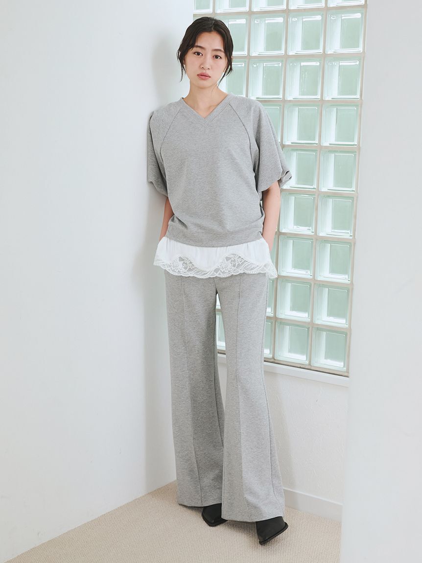 Mila Owen「シルキータッチレースレイヤードトップス」|Tシャツ・カットソー|