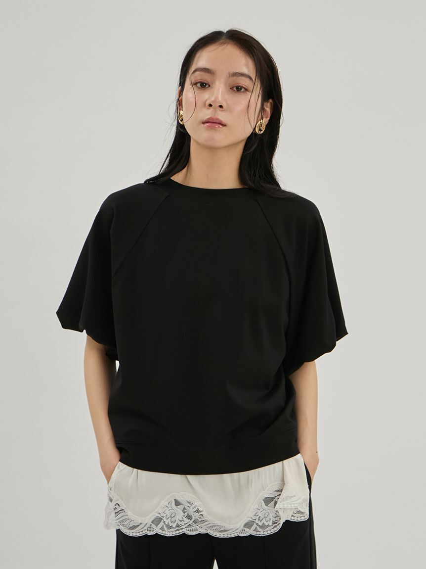 Mila Owen「シルキータッチレースレイヤードトップス」|Tシャツ・カットソー|