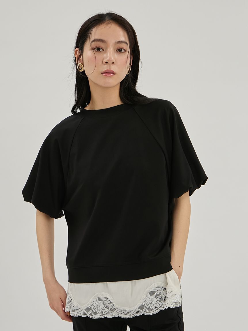 Mila Owen「シルキータッチレースレイヤードトップス」|Tシャツ・カットソー|