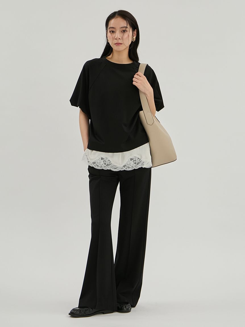 Mila Owen「シルキータッチレースレイヤードトップス」|Tシャツ・カットソー|