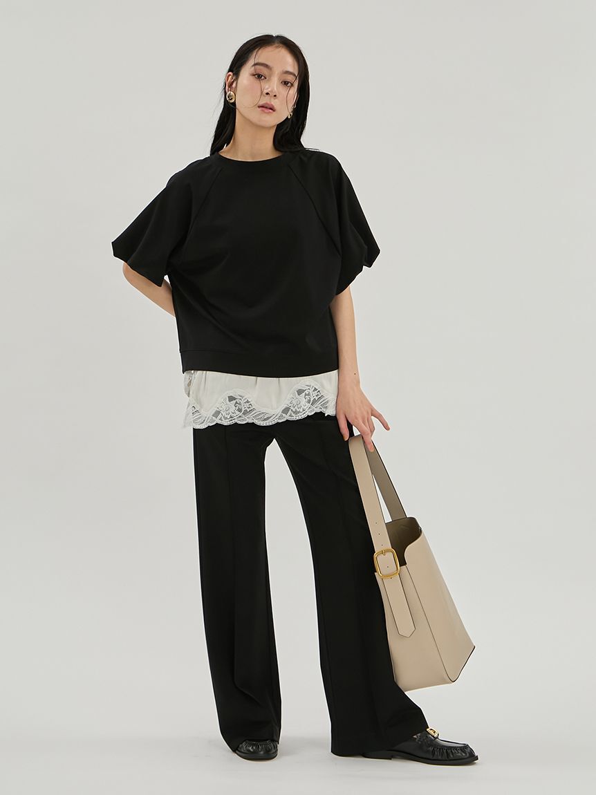 Mila Owen「シルキータッチレースレイヤードトップス」|Tシャツ・カットソー|