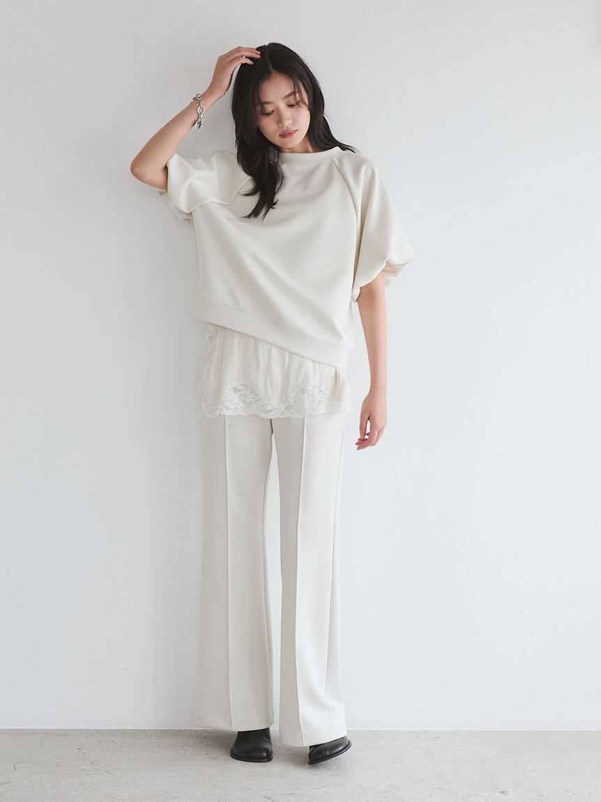 Mila Owen「シルキータッチレースレイヤードトップス」|Tシャツ・カットソー|