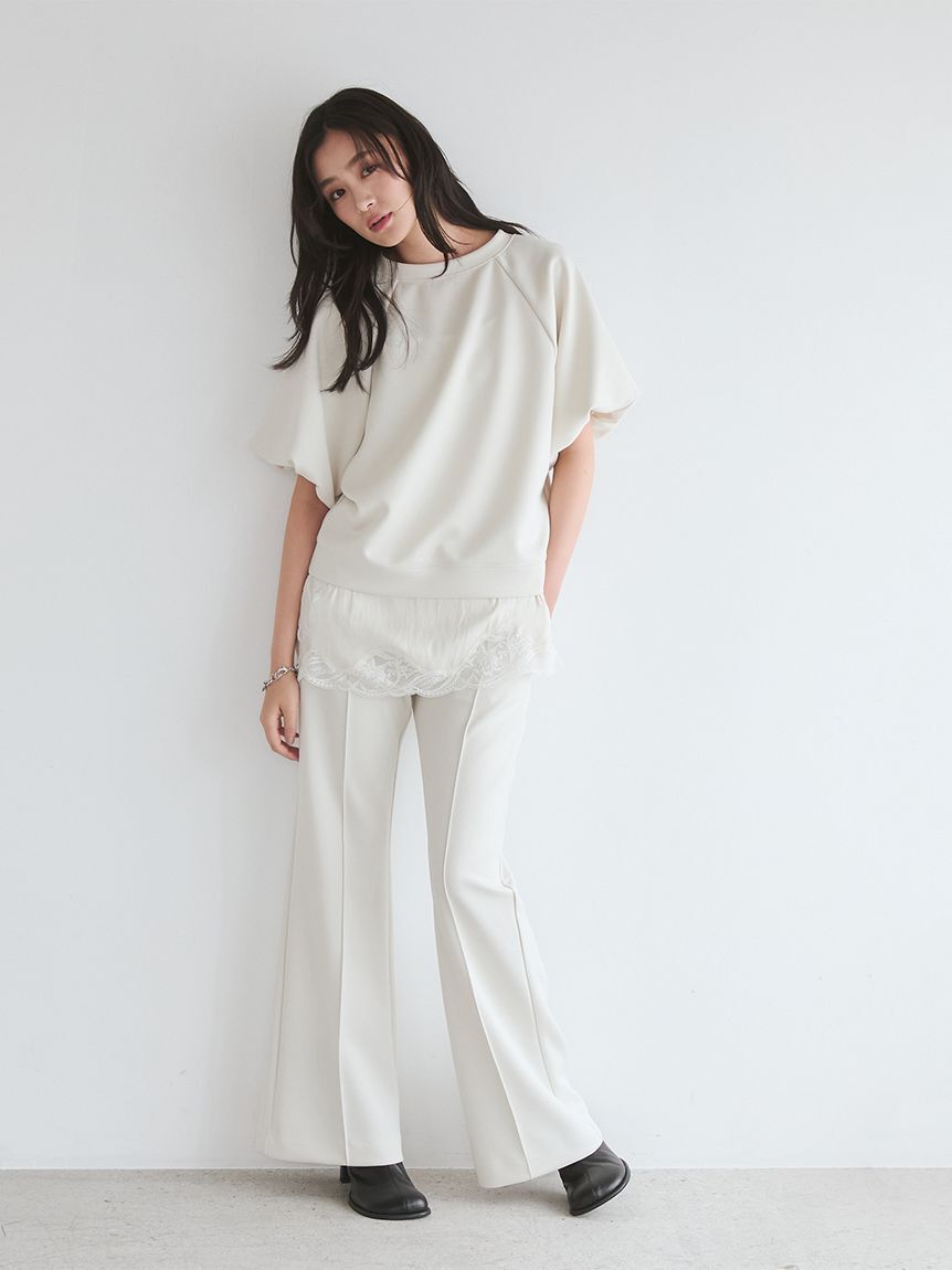 Mila Owen「シルキータッチレースレイヤードトップス」|Tシャツ・カットソー|