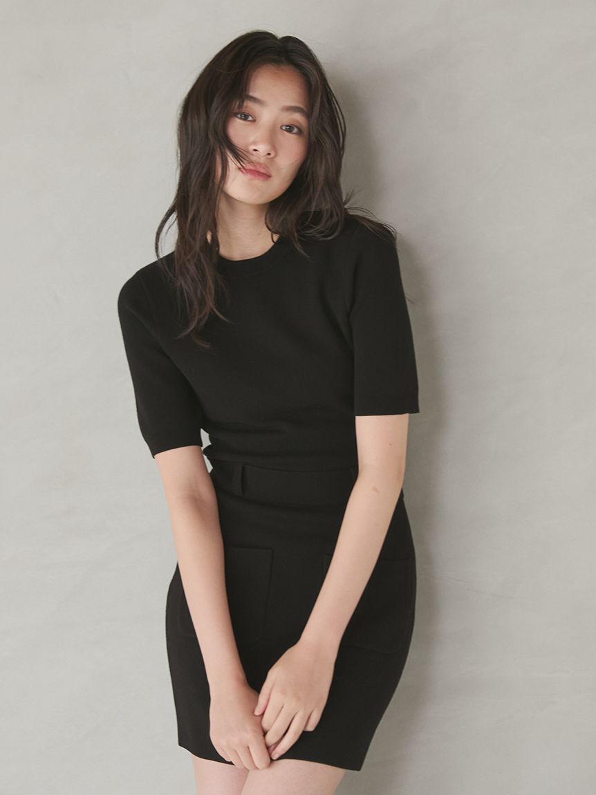Mila Owen「アンサンブルＰＫデザインニットミニワンピース」|ワンピース|BLK