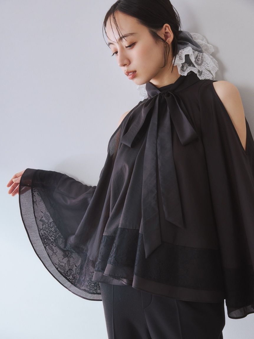 FRAY I.D「【ウォッシャブル】マルチwayオープンショルダーフレアブラウス」|シャツ・ブラウス|BLK