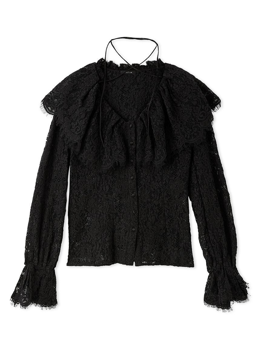 FRAY I.D「ラッフルカラーレースブラウス」|シャツ・ブラウス|BLK