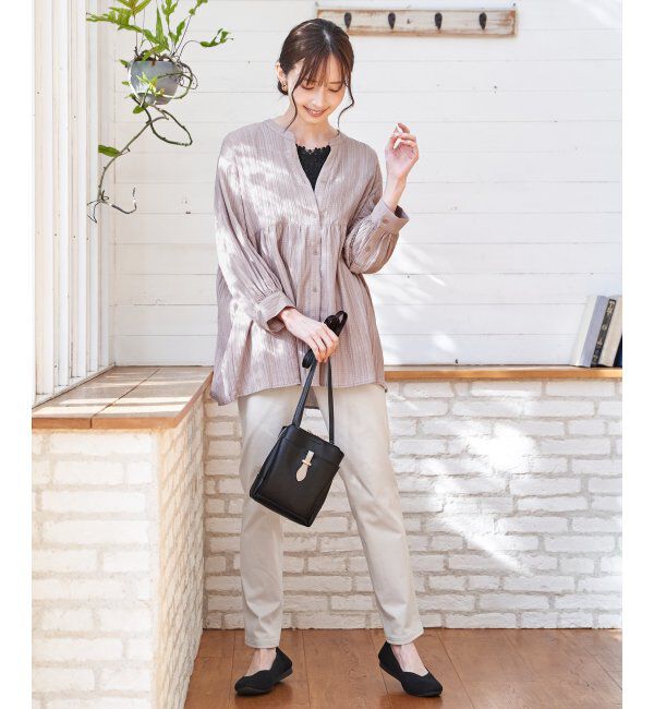 ikka「冷感楊柳バンドカラーシャツ」|シャツ・ブラウス|