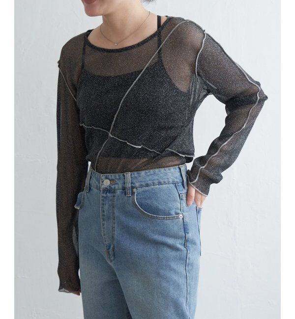 VENCE share style「ラメチュール切り替えプルオーバー」|Tシャツ・カットソー|