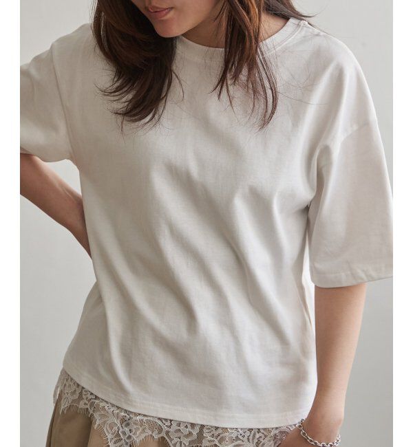 VENCE share style「裾レースレイヤード風Tシャツ」|Tシャツ・カットソー|オフホワイト