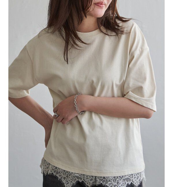 VENCE share style「裾レースレイヤード風Tシャツ」|Tシャツ・カットソー|