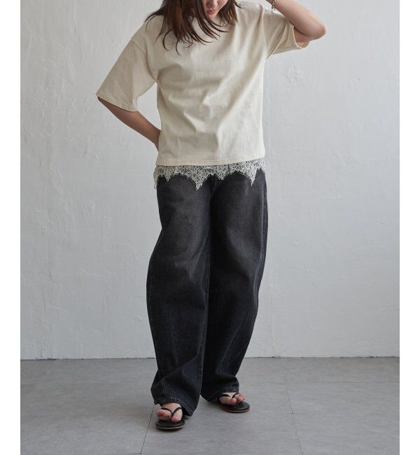 VENCE share style「裾レースレイヤード風Tシャツ」|Tシャツ・カットソー|
