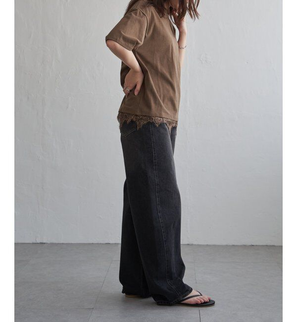 VENCE share style「裾レースレイヤード風Tシャツ」|Tシャツ・カットソー|