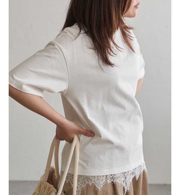 VENCE share style「裾レースレイヤード風Tシャツ」|Tシャツ・カットソー|