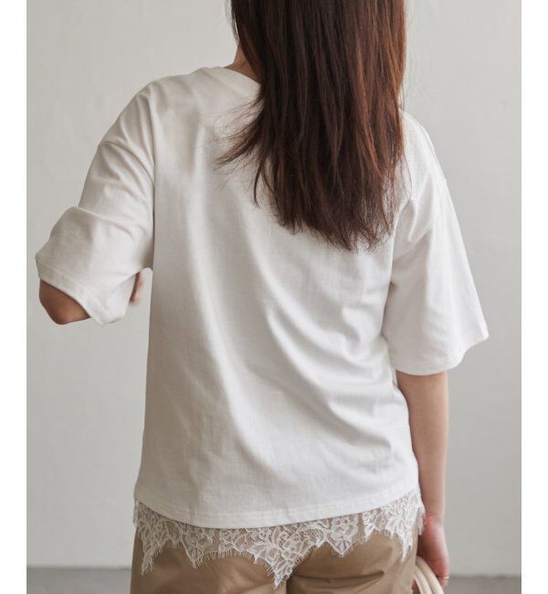 VENCE share style「裾レースレイヤード風Tシャツ」|Tシャツ・カットソー|