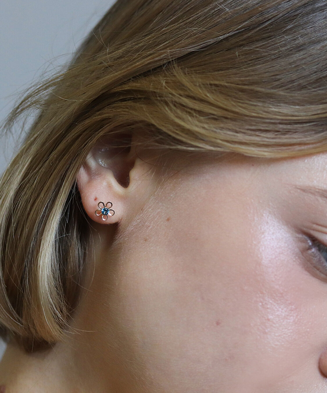  「カラーストーン フラワー ピアス | K10YG」|ピアス|