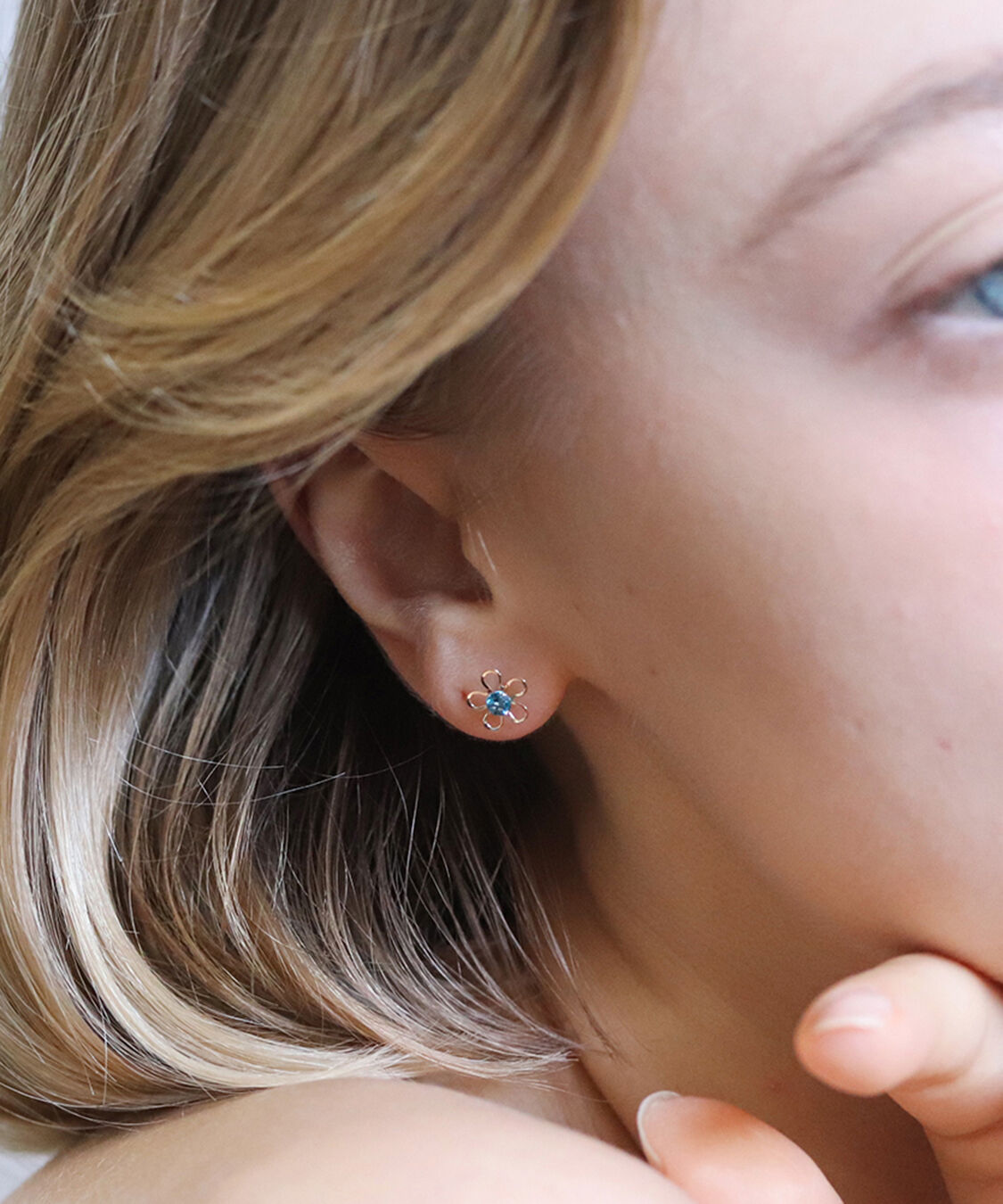  「カラーストーン フラワー ピアス | K10YG」|ピアス|
