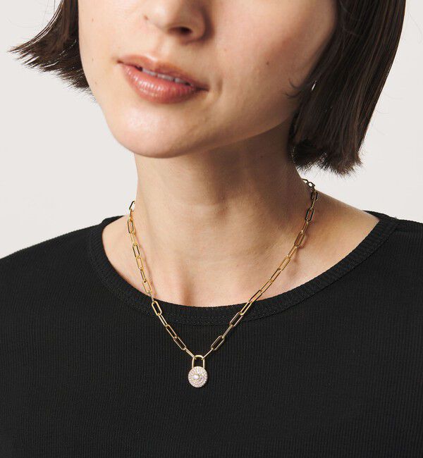 UNITED ARROWS「ラウンド ロック パヴェ チェーン ネックレス」|ネックレス|GOLD