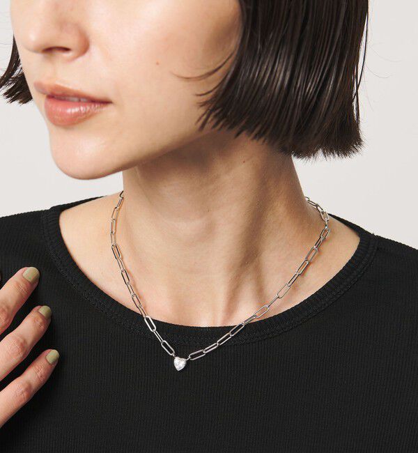 UNITED ARROWS「ハート  ビジュー チェーン ネックレス」|ネックレス|SILVER